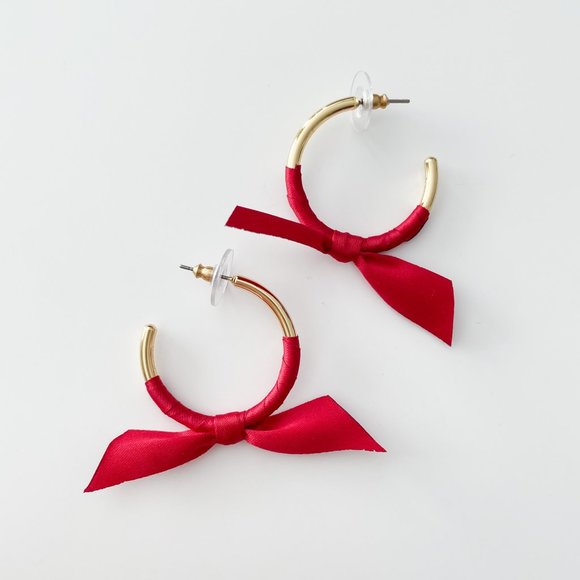 J. Crew Factory Jewelry - J. Crew Factory Ribbon-Wrapped Hoop Earrings (Red)